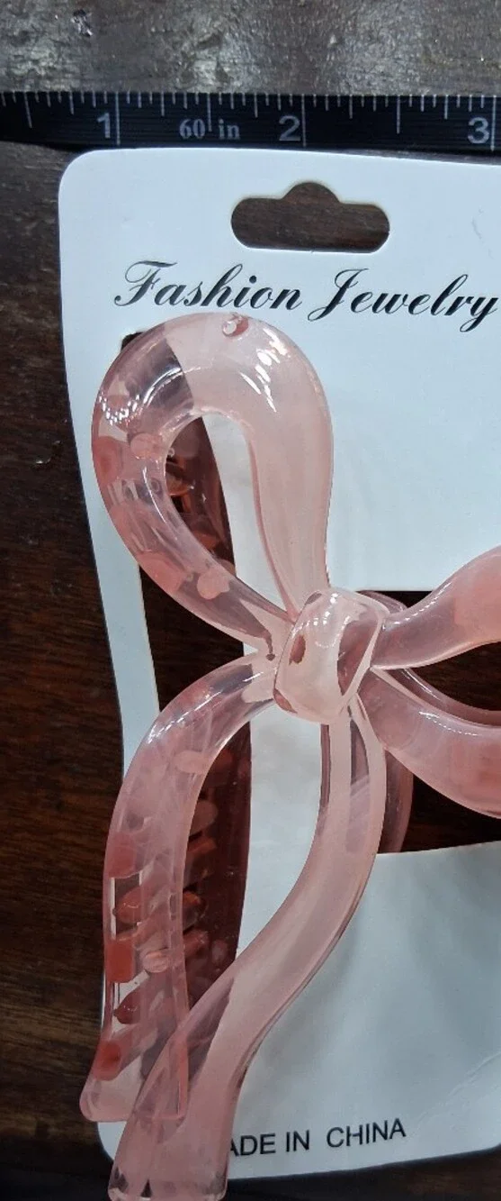 Fashion Jewelry Pink Acrylic Bow Hair Claw Clip NWT!